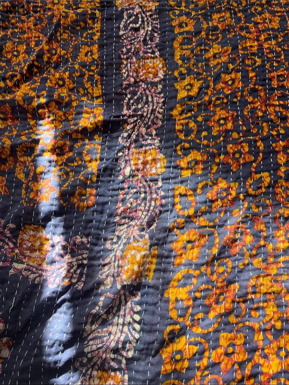 One-of-a-Kind Recycled Sari Cotton Blanket, Boho Throw Handmade in India